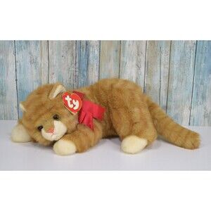 Vintage Ty Classic 1995 Al E. Kat Orange Tabby Cat Plush 12” Red Bow With Tags